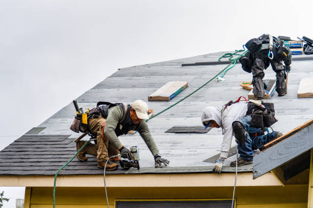 Professional Gutter Installation technician working in Bancroft, WI